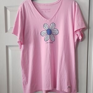 Life is Good Pink T-Shirt with Daisy Graphic